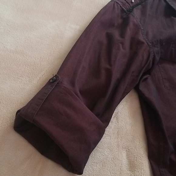 Men's Dark Red Button Down Dress Shirt - Picture 4 of 7